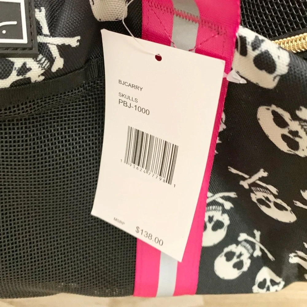 Betsey Johnson Skull Pet Carrier Black & Pink Small Dogs & Cats to 16 lbs NEW